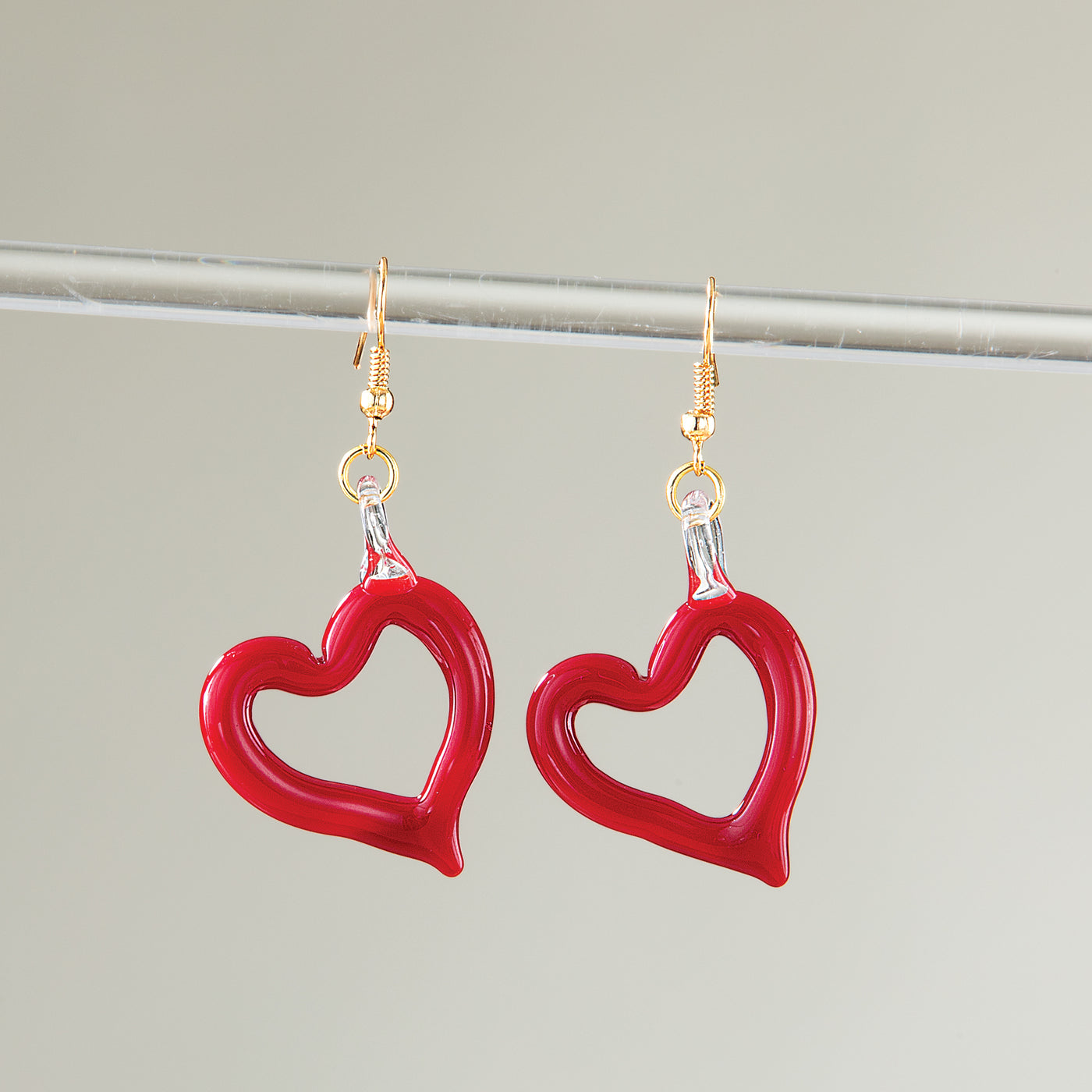 Murano Glass Open Heart Earrings