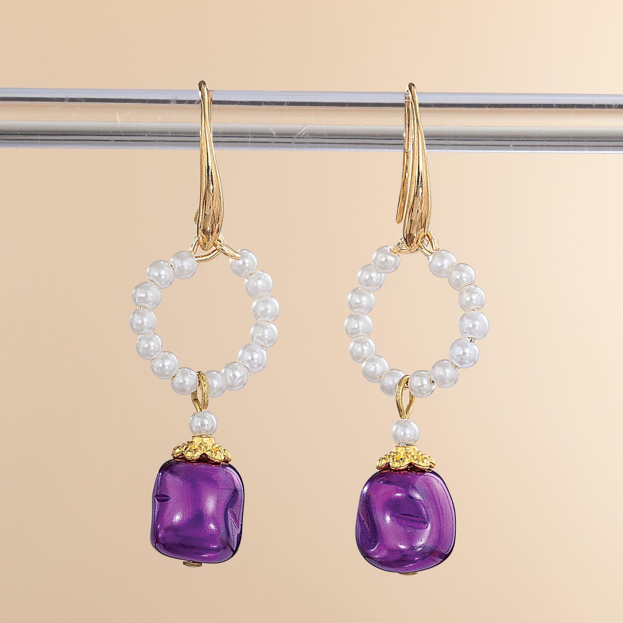 Murano Glass Jewel Box Pearl Earrings