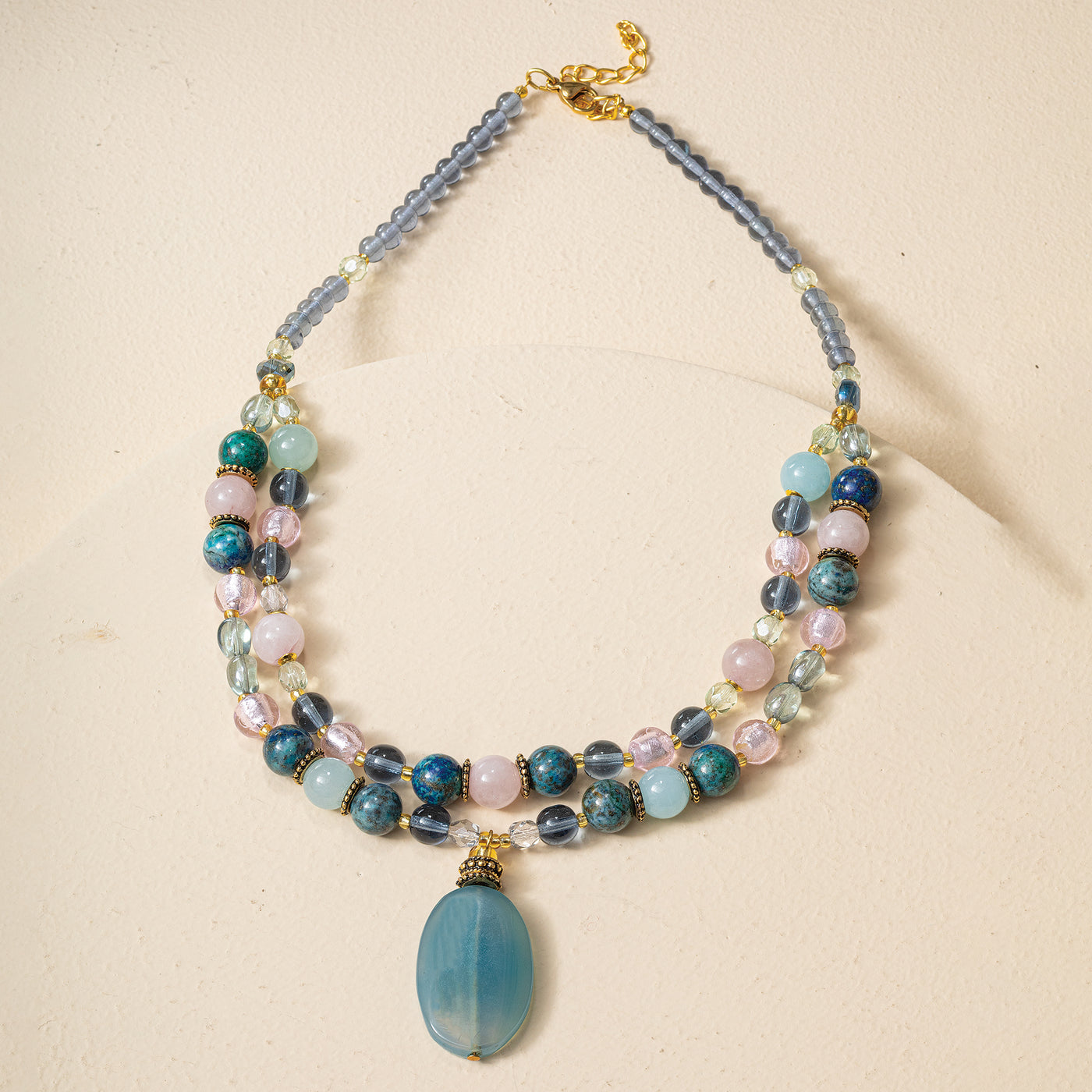 Murano Glass & Blue Chalcedony Double-Strand Necklace