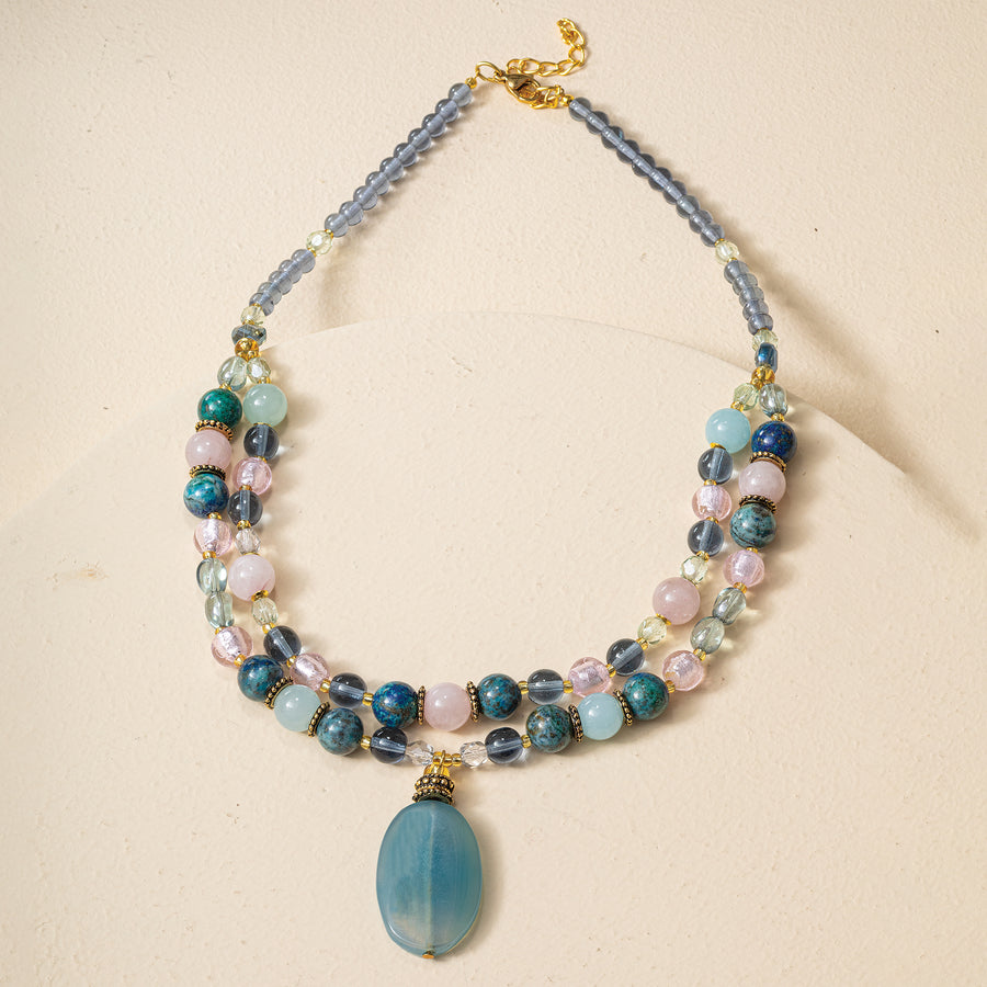 Murano Glass & Blue Chalcedony Double-Strand Necklace