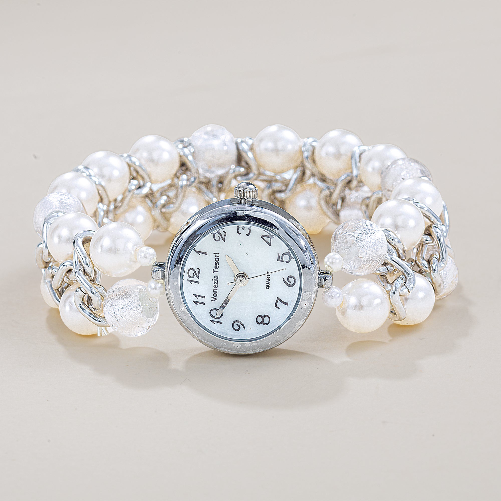 Murano Glass & Pearl Stretch Watch