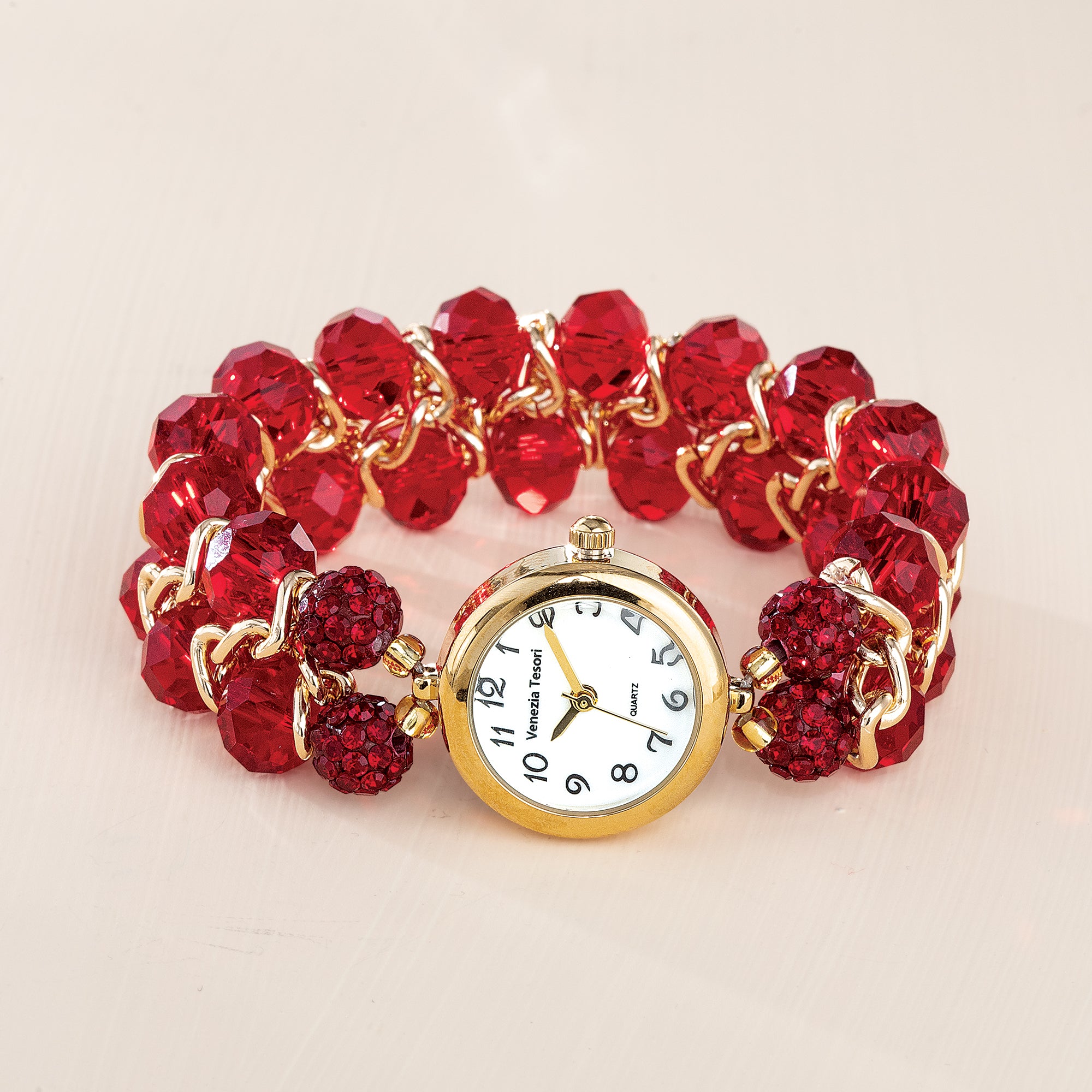 Murano Glass Rich Red Stretch Watch