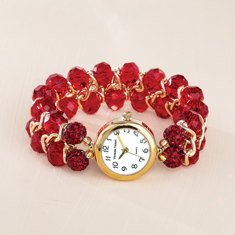 Murano Glass Rich Red Stretch Watch