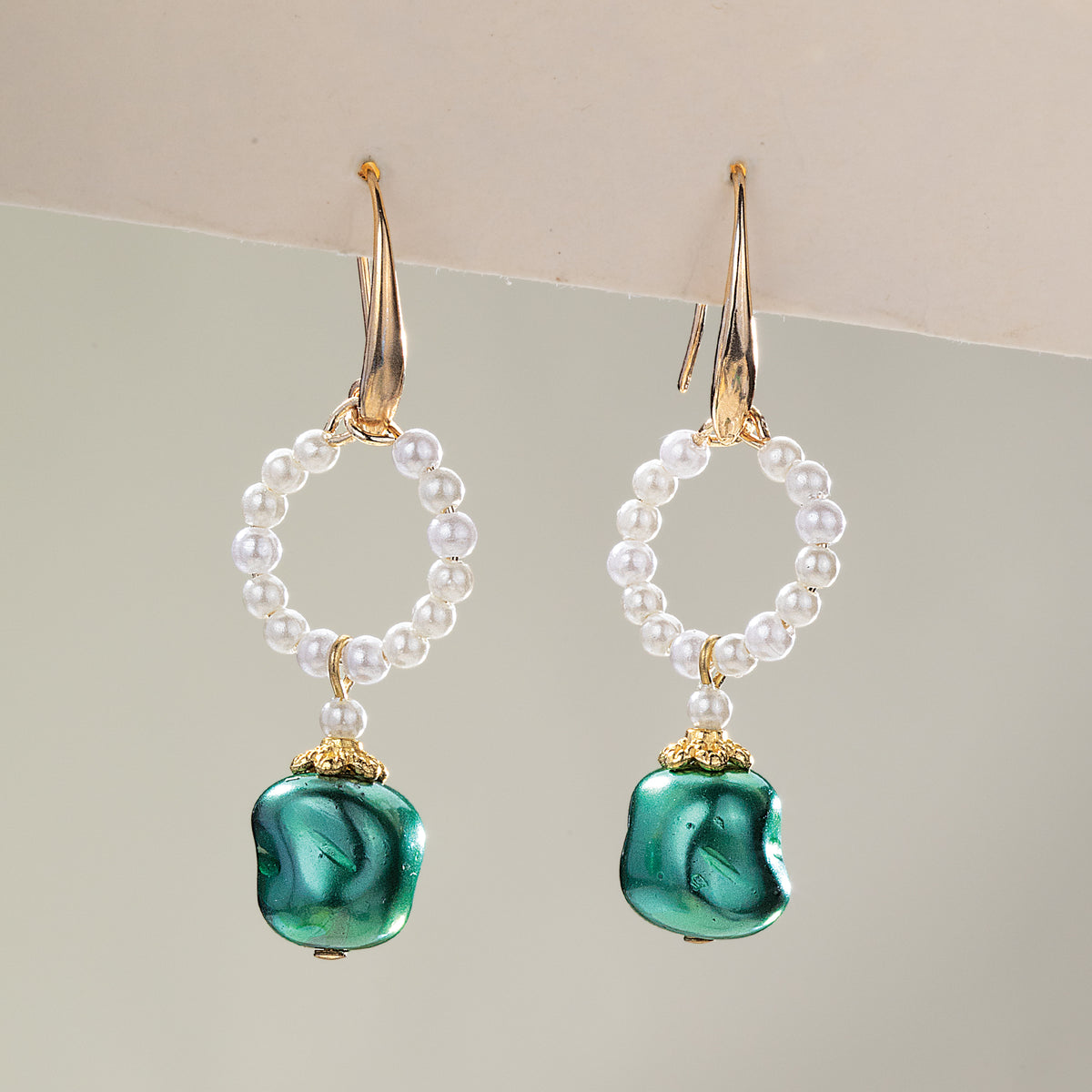 Murano Glass Green Jewel Box Earrings (Preorder)
