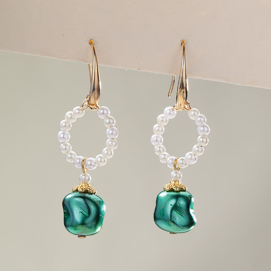Murano Glass Green Jewel Box Earrings (Preorder)
