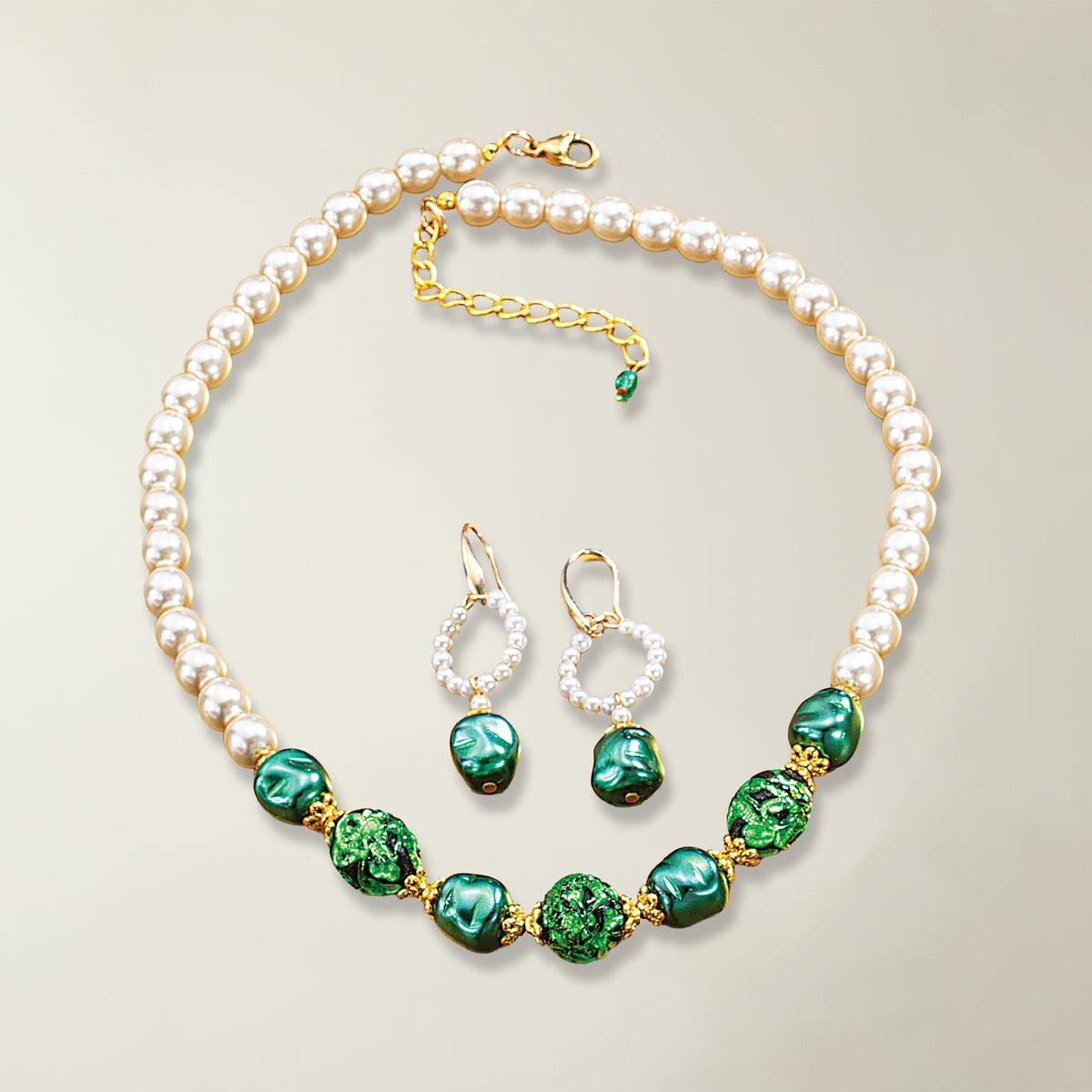 Murano Glass Green Jewel Box Earrings (Preorder)