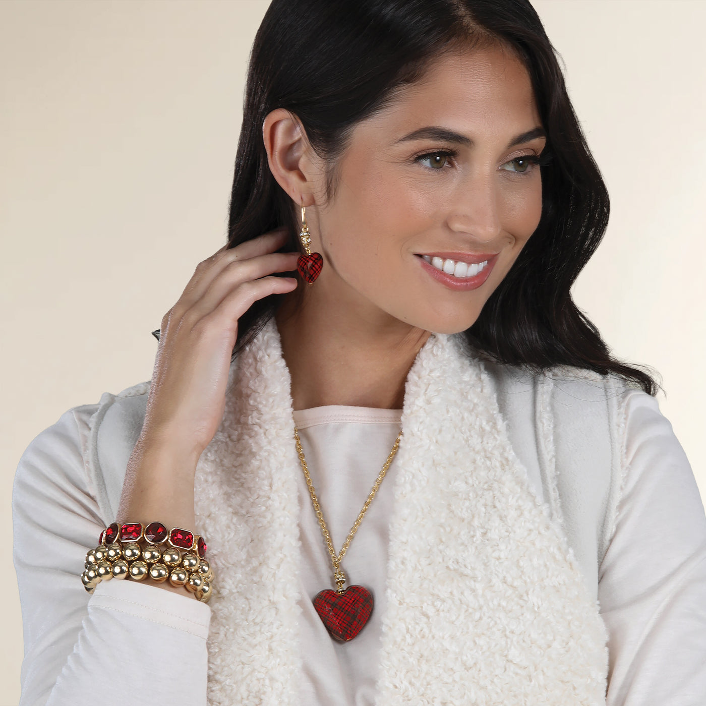 Murano Glass Tartan Heart Earrings