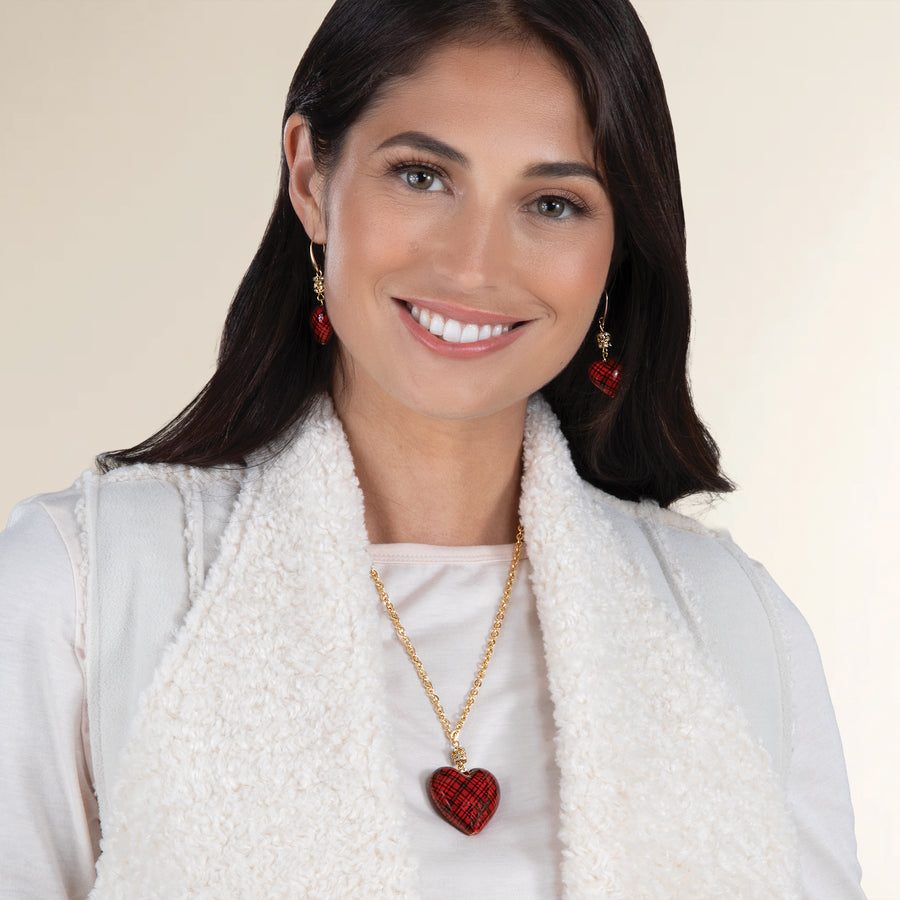 Murano Glass Tartan Heart Necklace