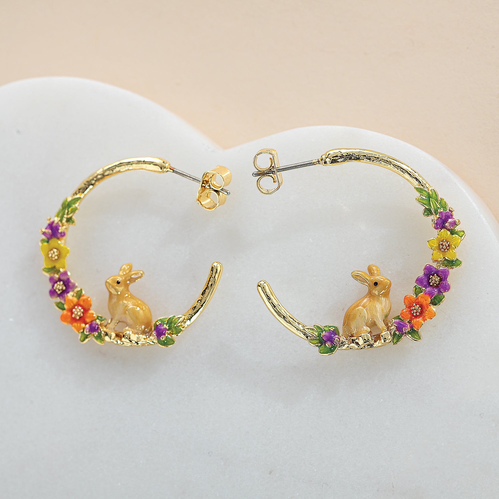Garden Bunny Hoop Earrings (Preorder)