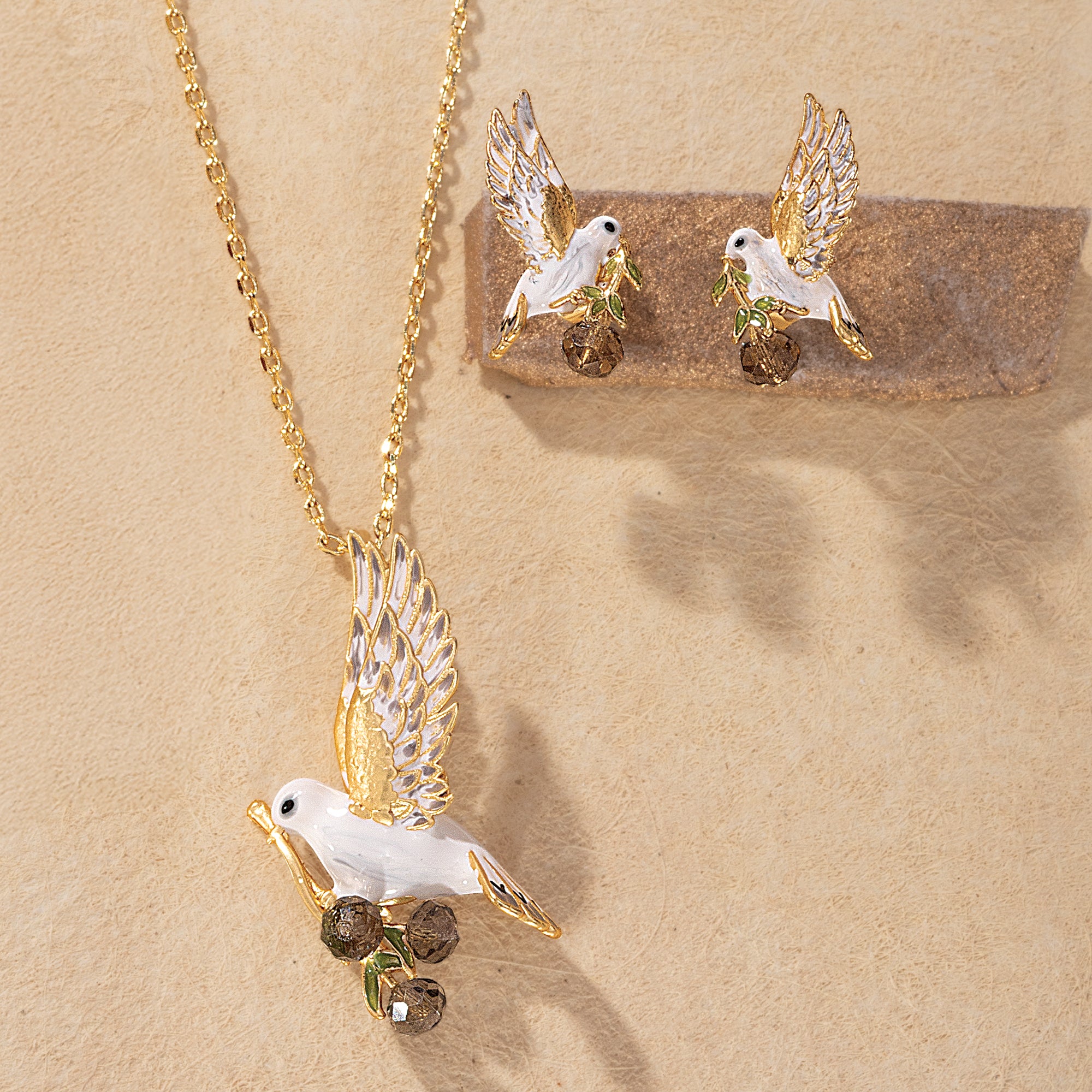 Peace Dove Necklace & Earrings Set