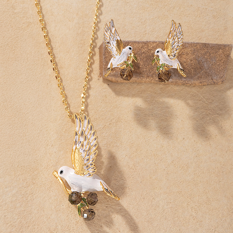Peace Dove Necklace & Earrings Set