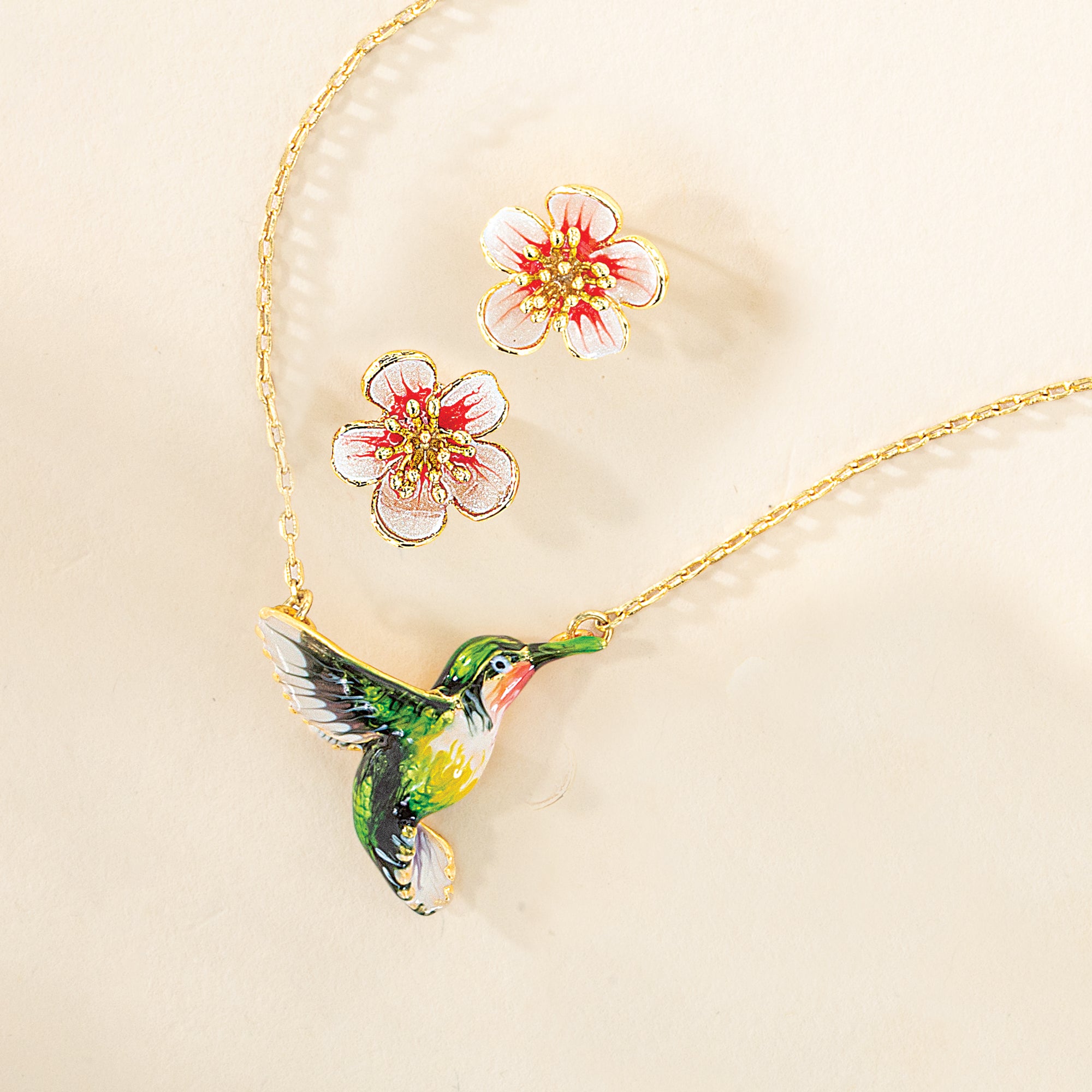 Pink Enamel Flower Earrings (Preorder)