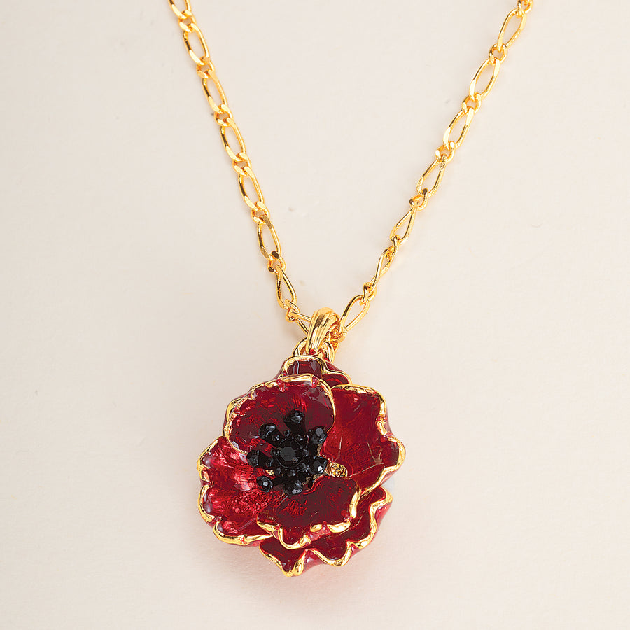 Crystal & Enamel Poppy Necklace