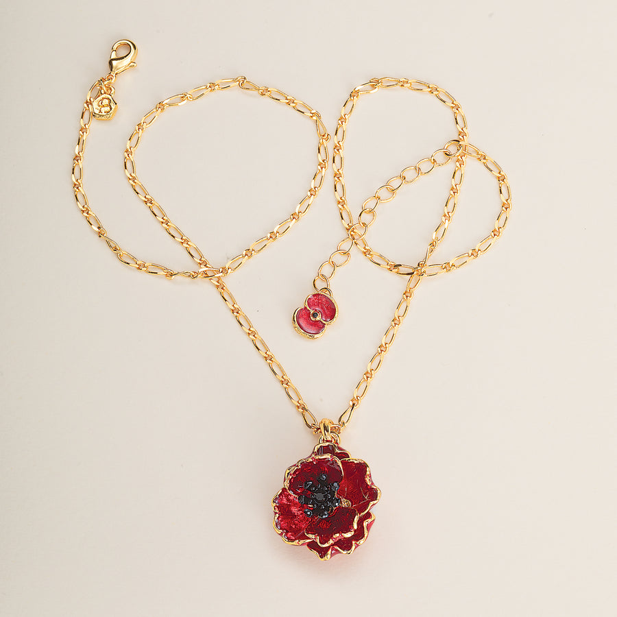 Crystal & Enamel Poppy Necklace