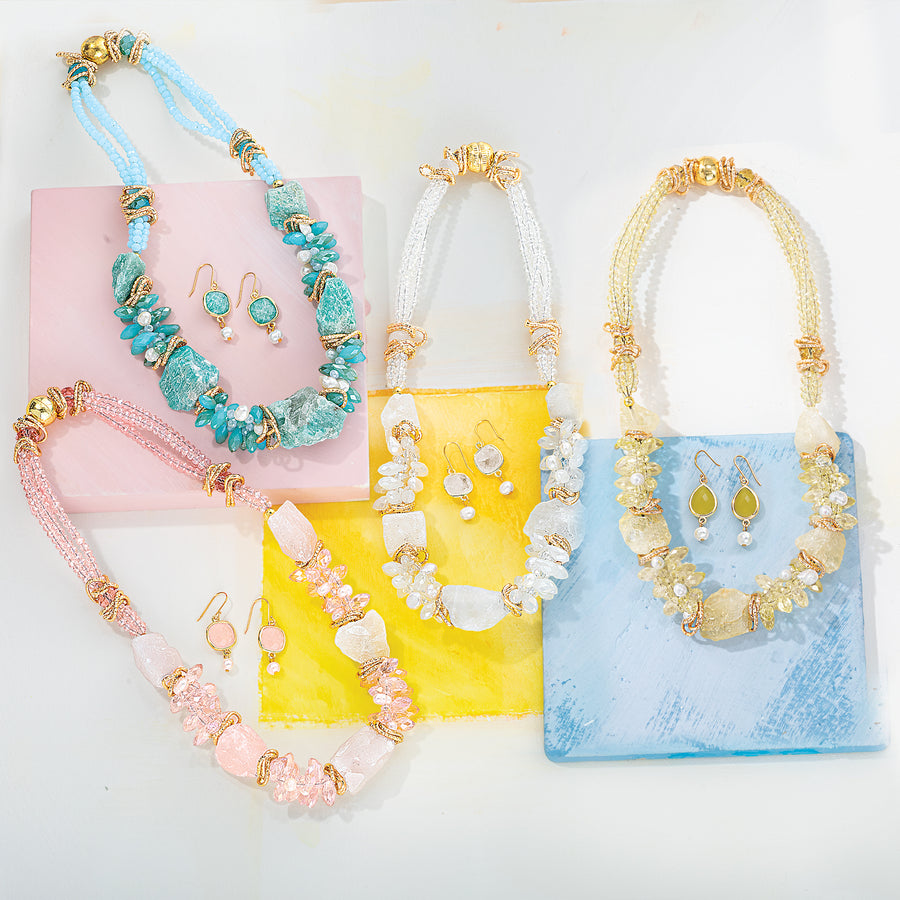 Rose Quartz Cluster Statement Necklace