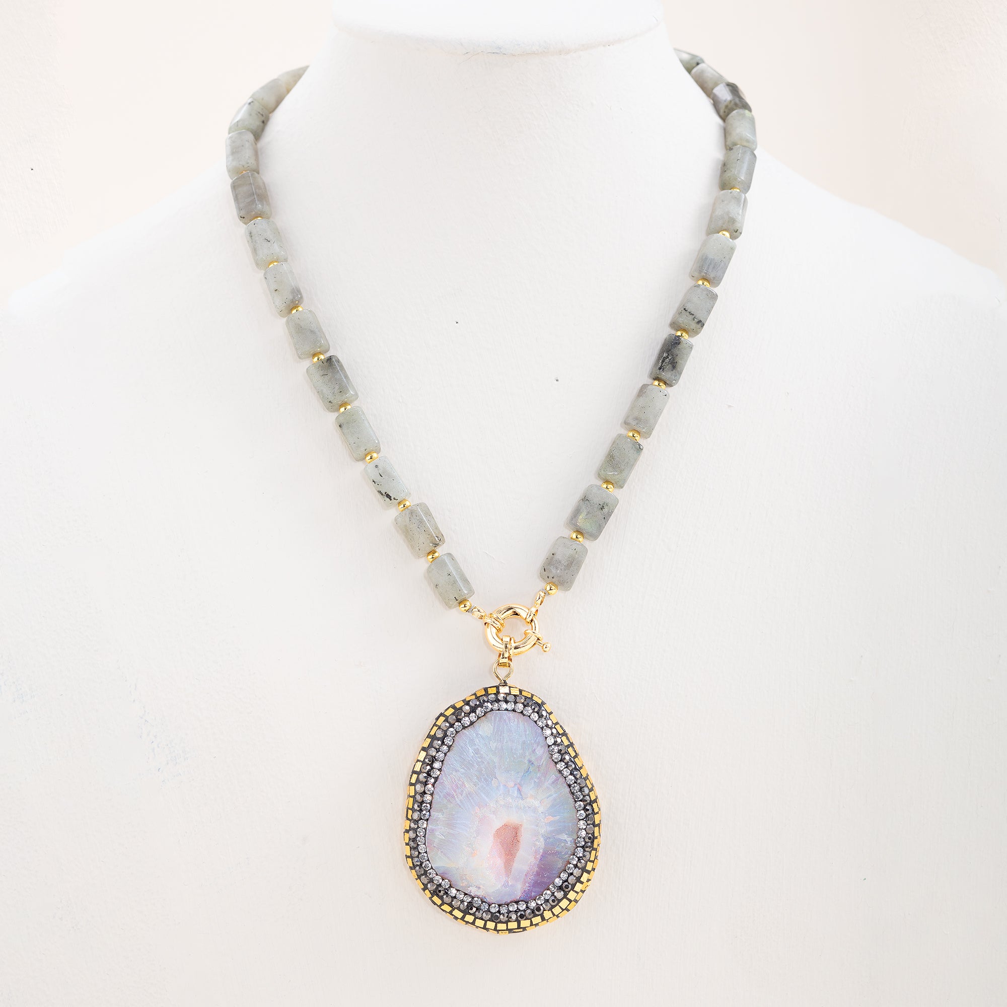 Labradorite & Drusy Statement Necklace