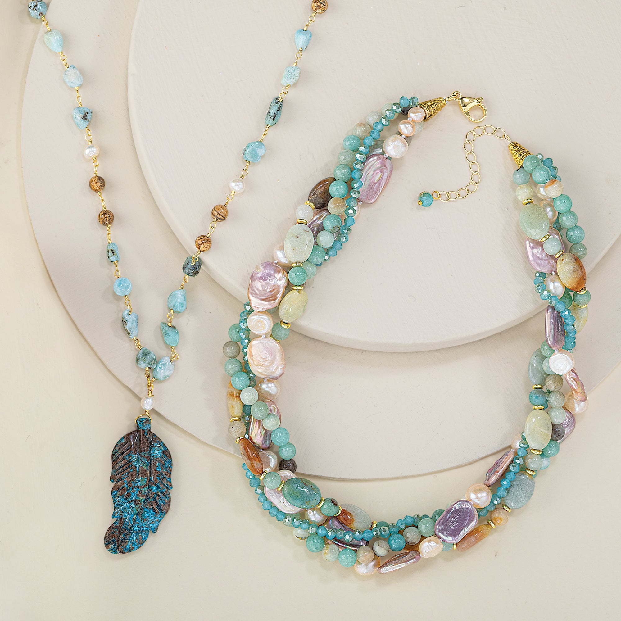 Statement Maker Gemstone Leaf Pendant Necklace