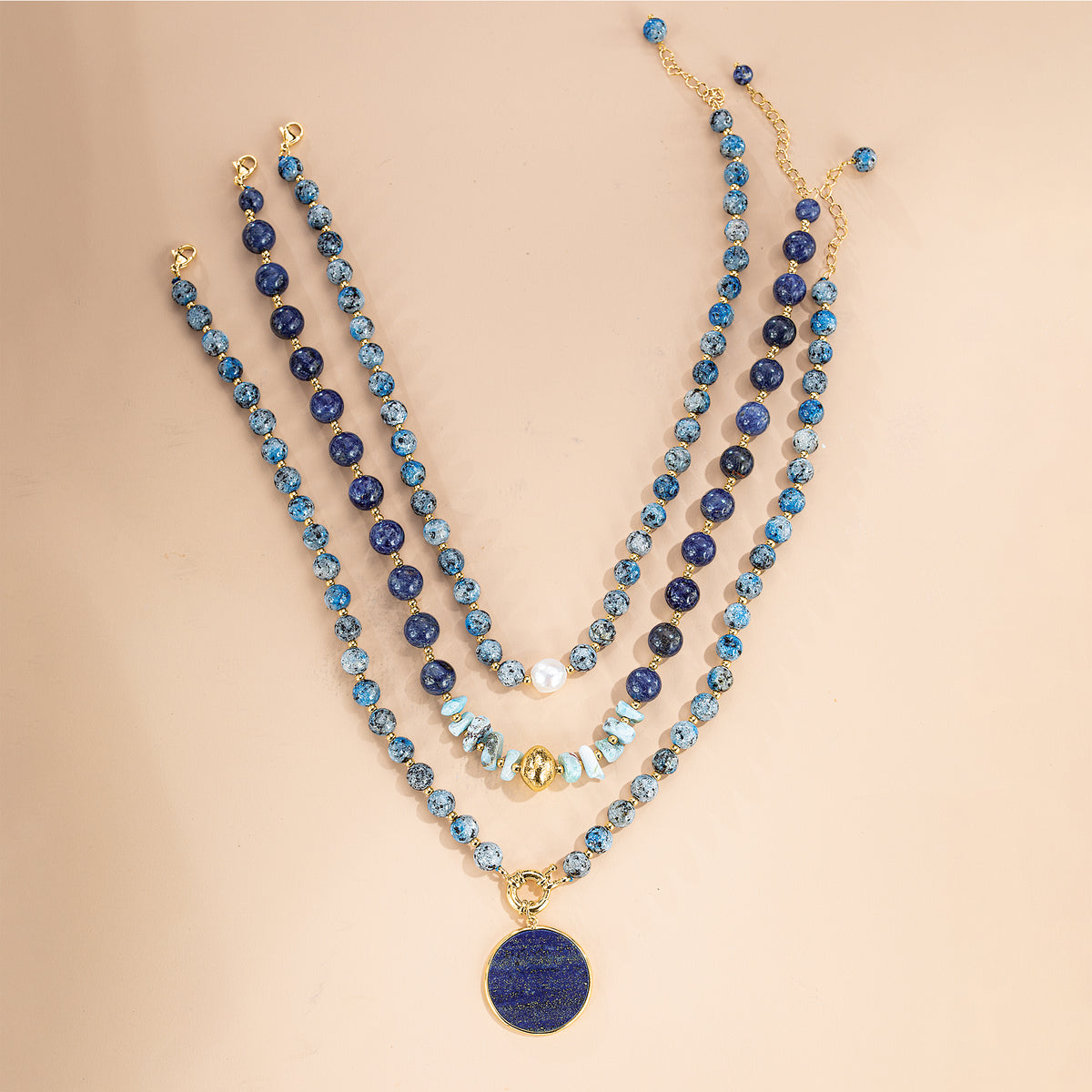 Azure Opulence Necklaces, Set of 3 (Preorder)