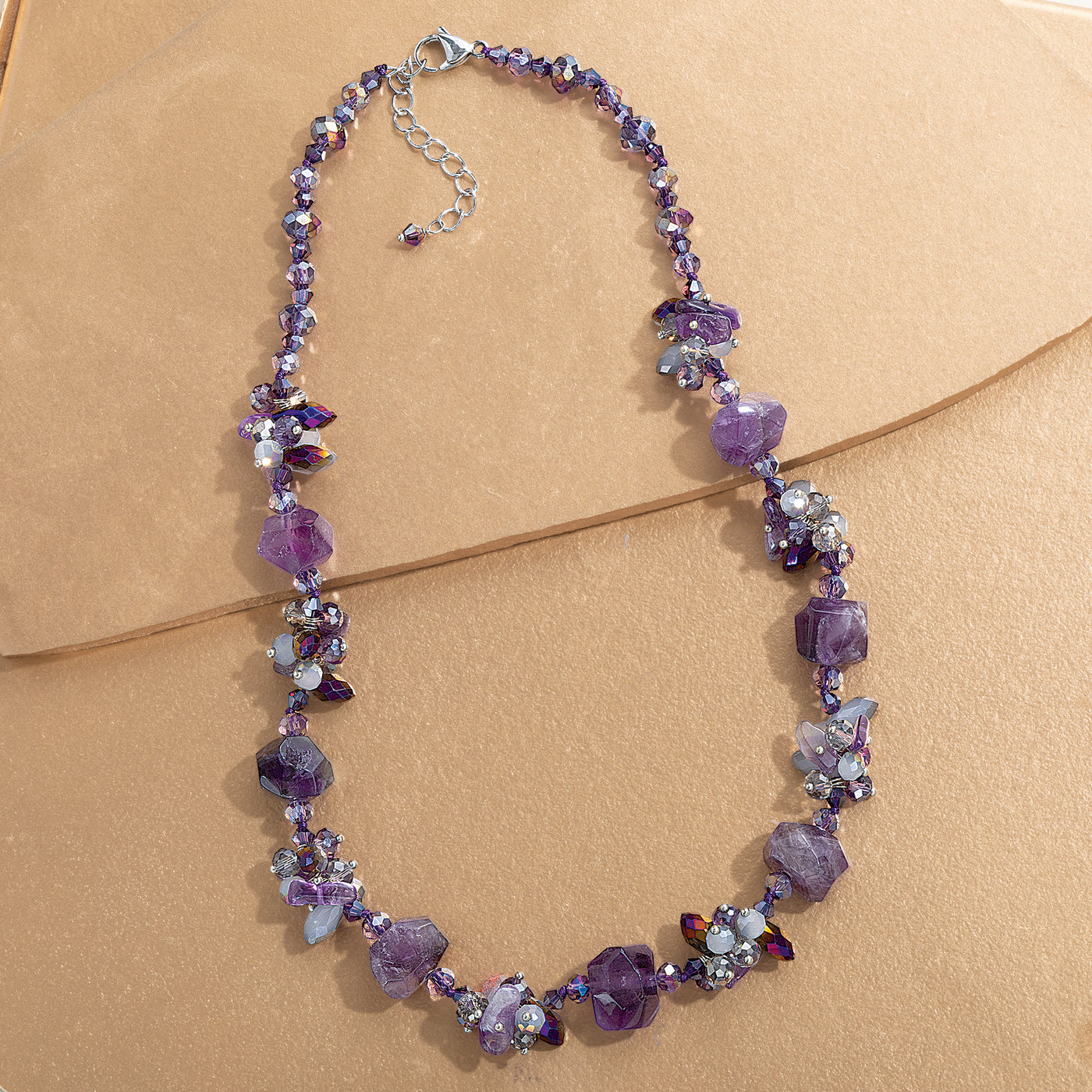 Natural Amethyst & Crystal Statement Necklace