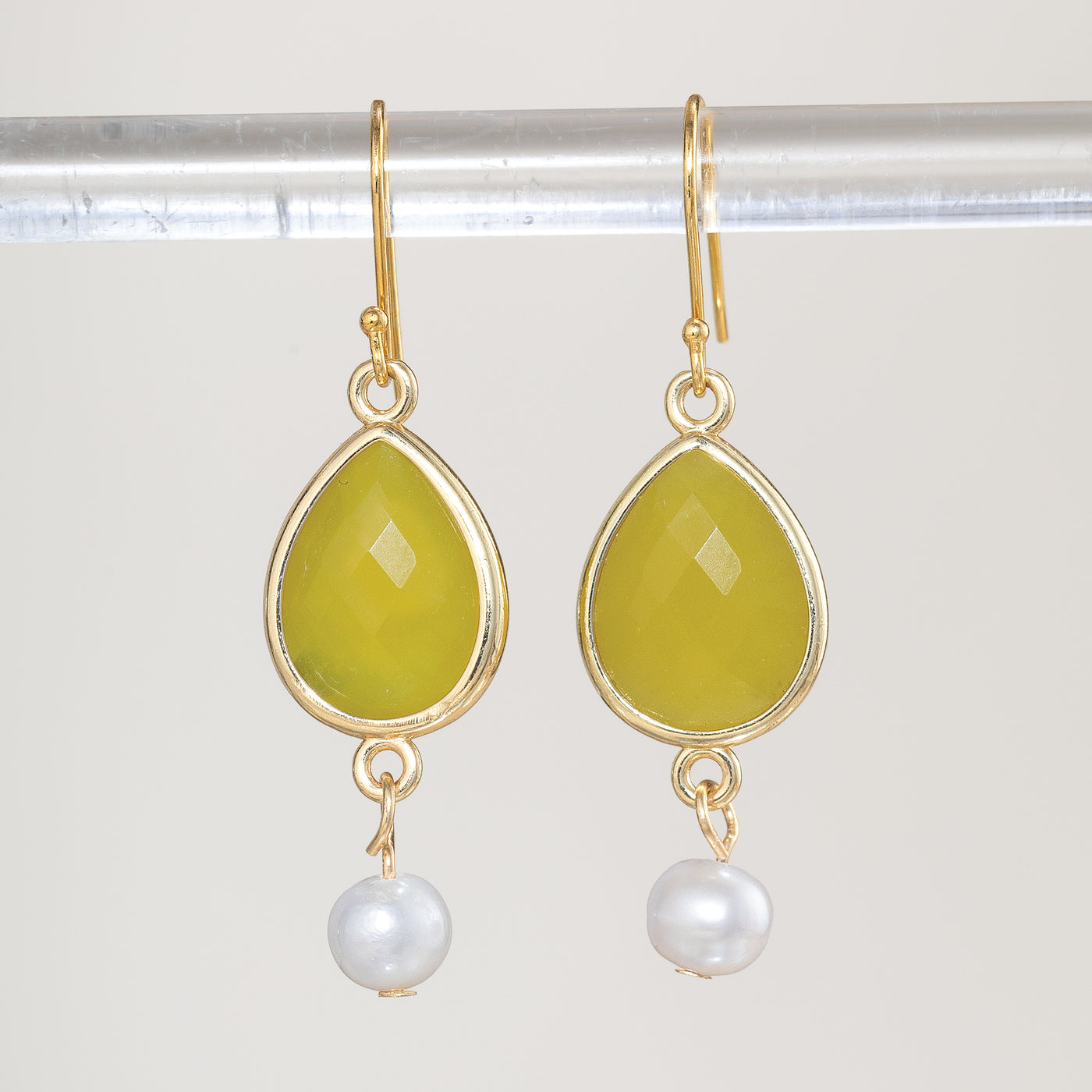 Lemon Quartz & Pearl Drop Earrings
