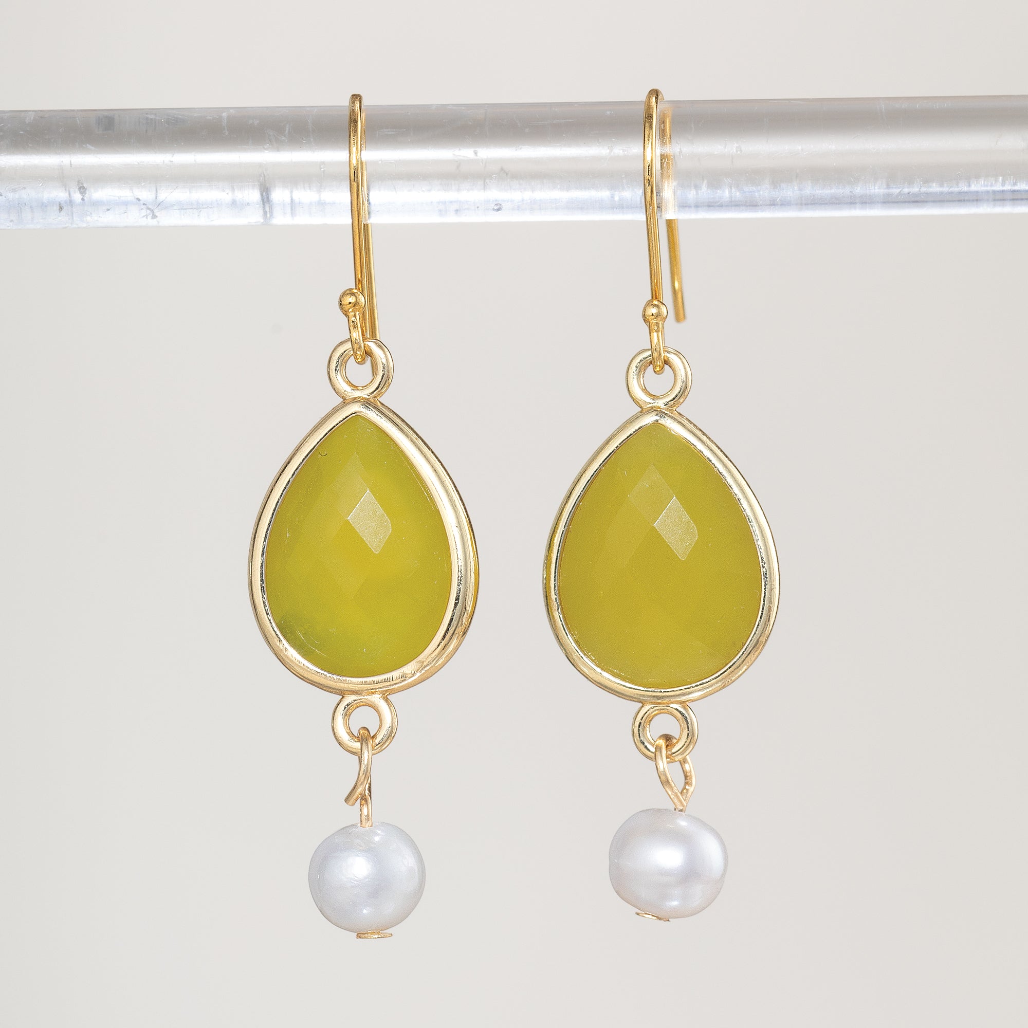 Lemon Quartz & Pearl Drop Earrings