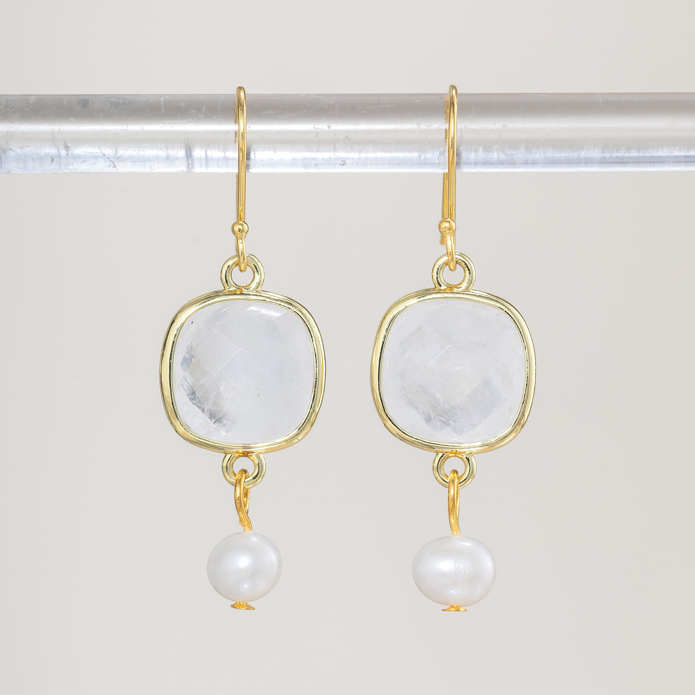 Rock Crystal & Pearl Drop Earrings