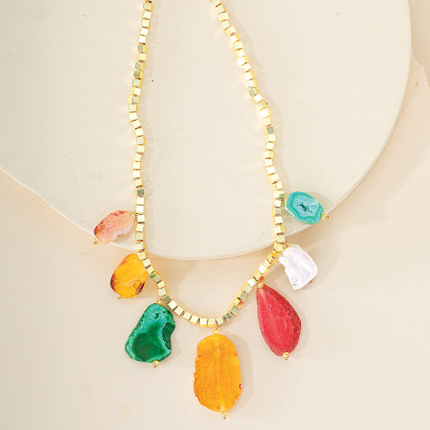 Slices Of Agate Statement Necklace