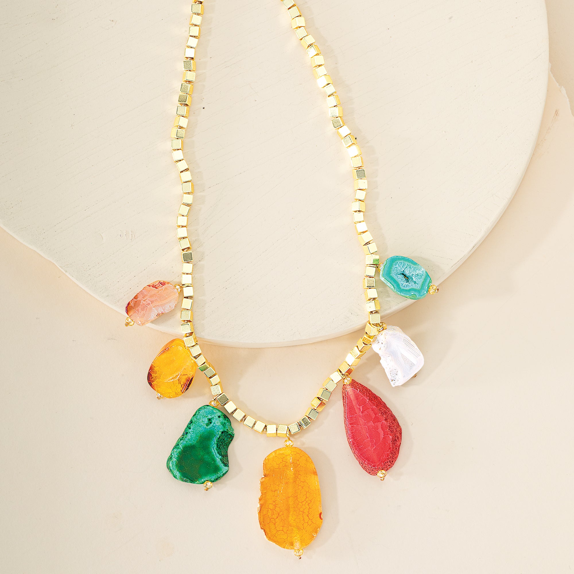 Slices Of Agate Statement Necklace