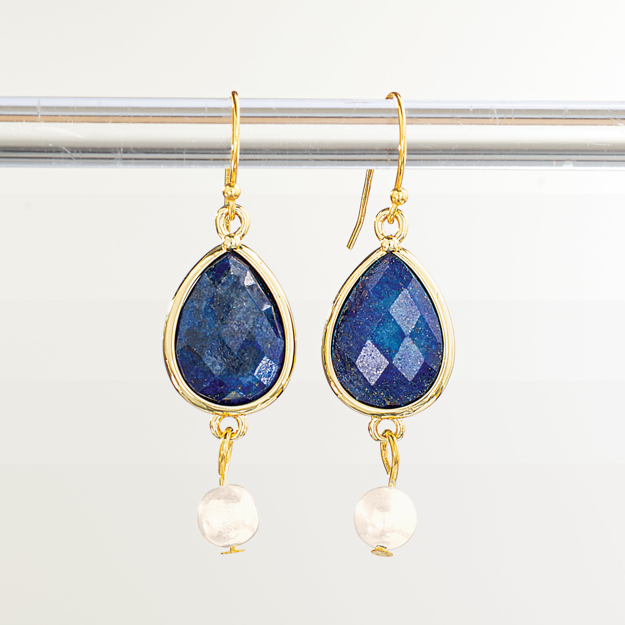 Lapis & Pearl Drop Earrings