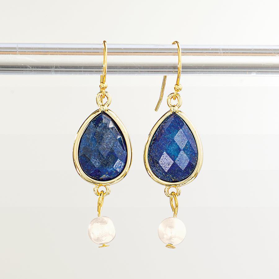 Lapis & Pearl Drop Earrings
