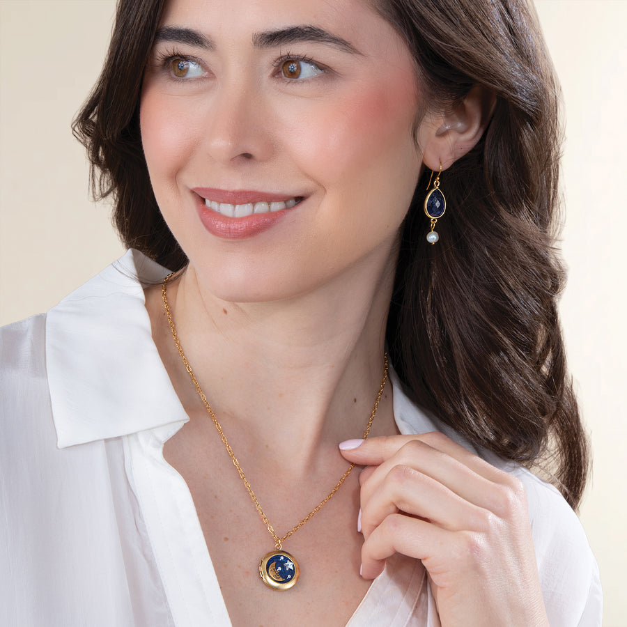 Lapis & Pearl Drop Earrings