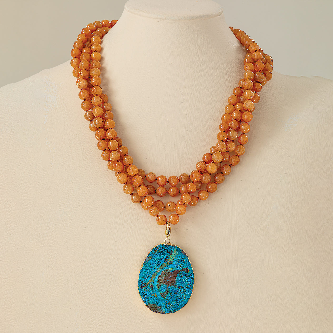 Red Aventurine & Ocean Jasper Statement Necklace