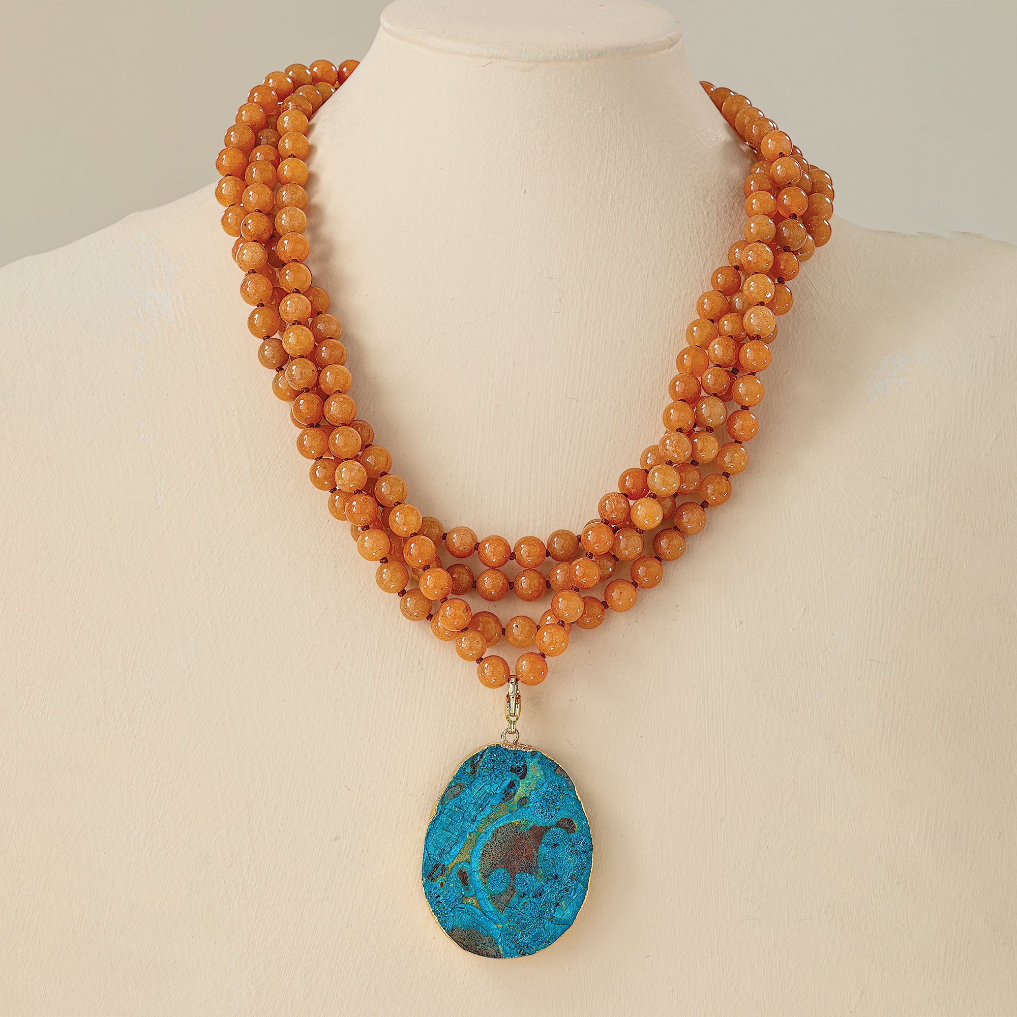 Red Aventurine & Ocean Jasper Statement Necklace