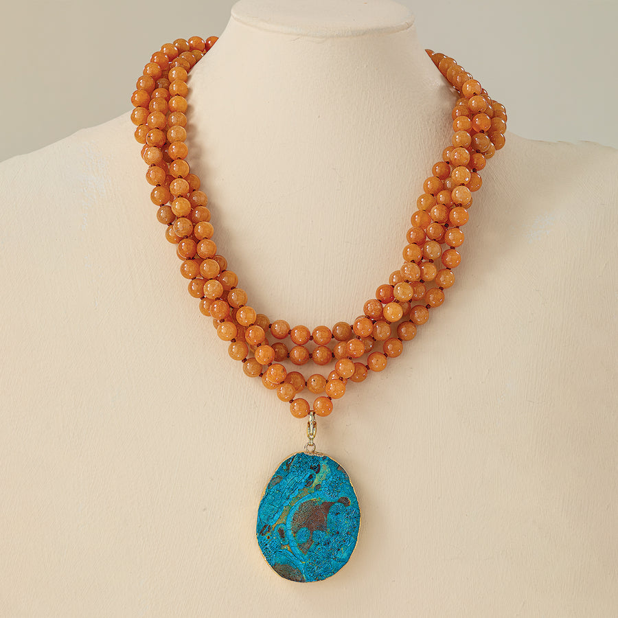 Red Aventurine & Ocean Jasper Statement Necklace