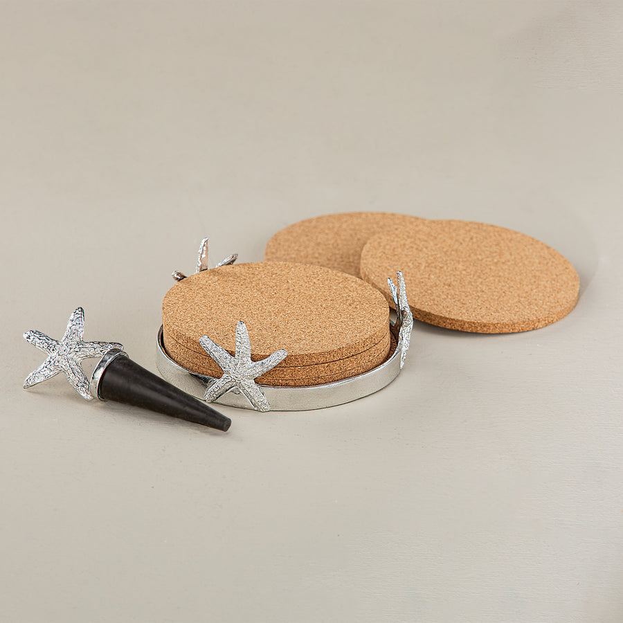 Pewter Starfish Coaster Set