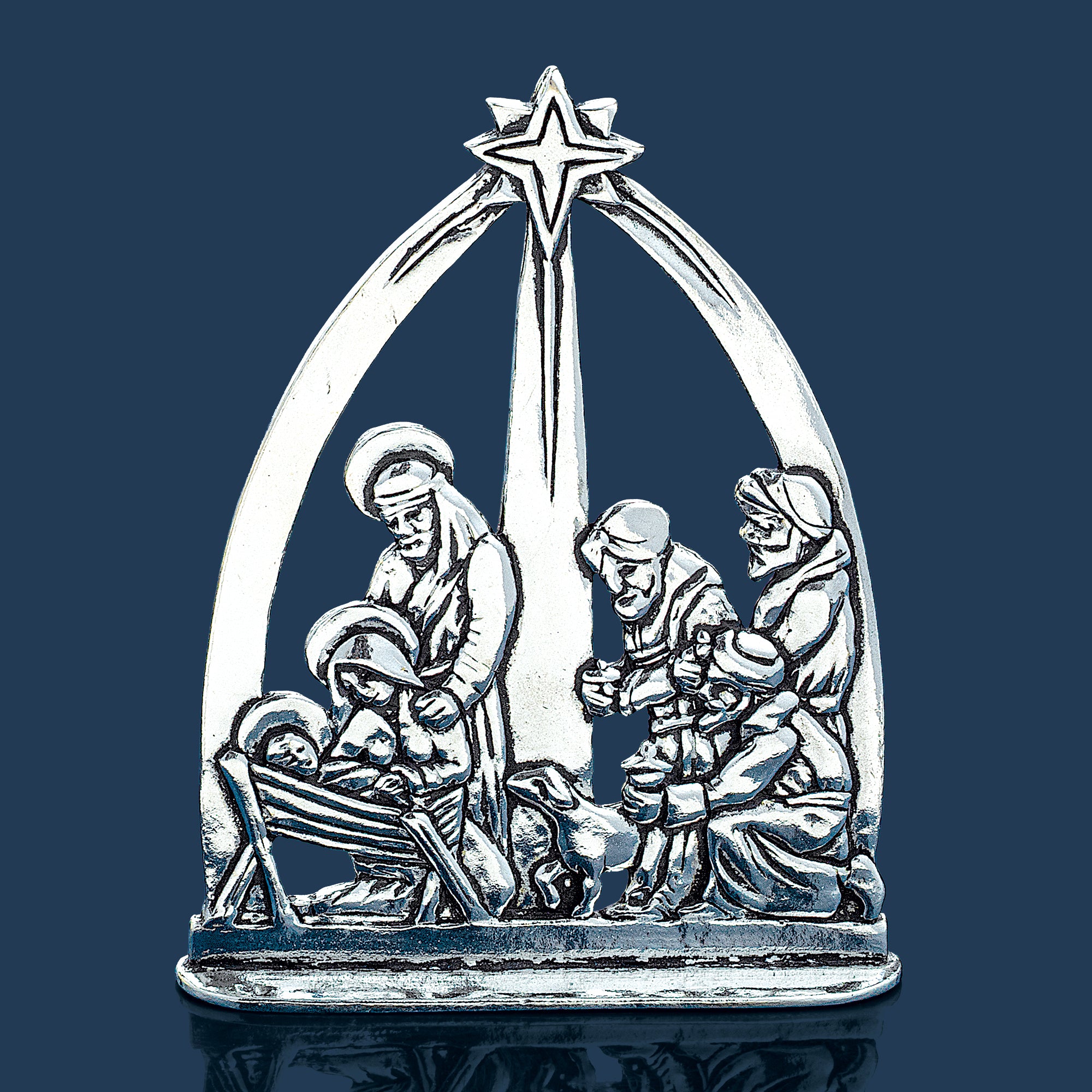 Standing Pewter Nativity Scene