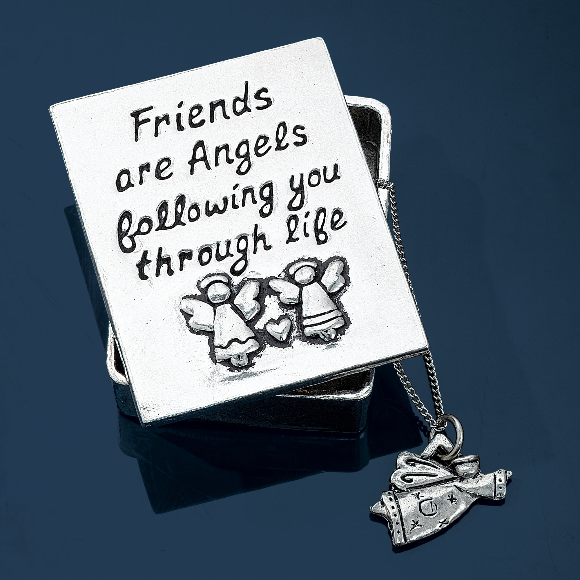 Friends Are Angels Pewter Wish Box
