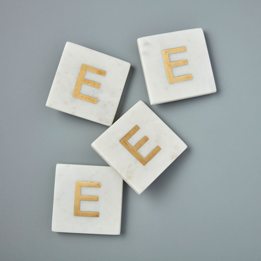 Verona Marble Monogram Coasters Set of 4 - Letter E