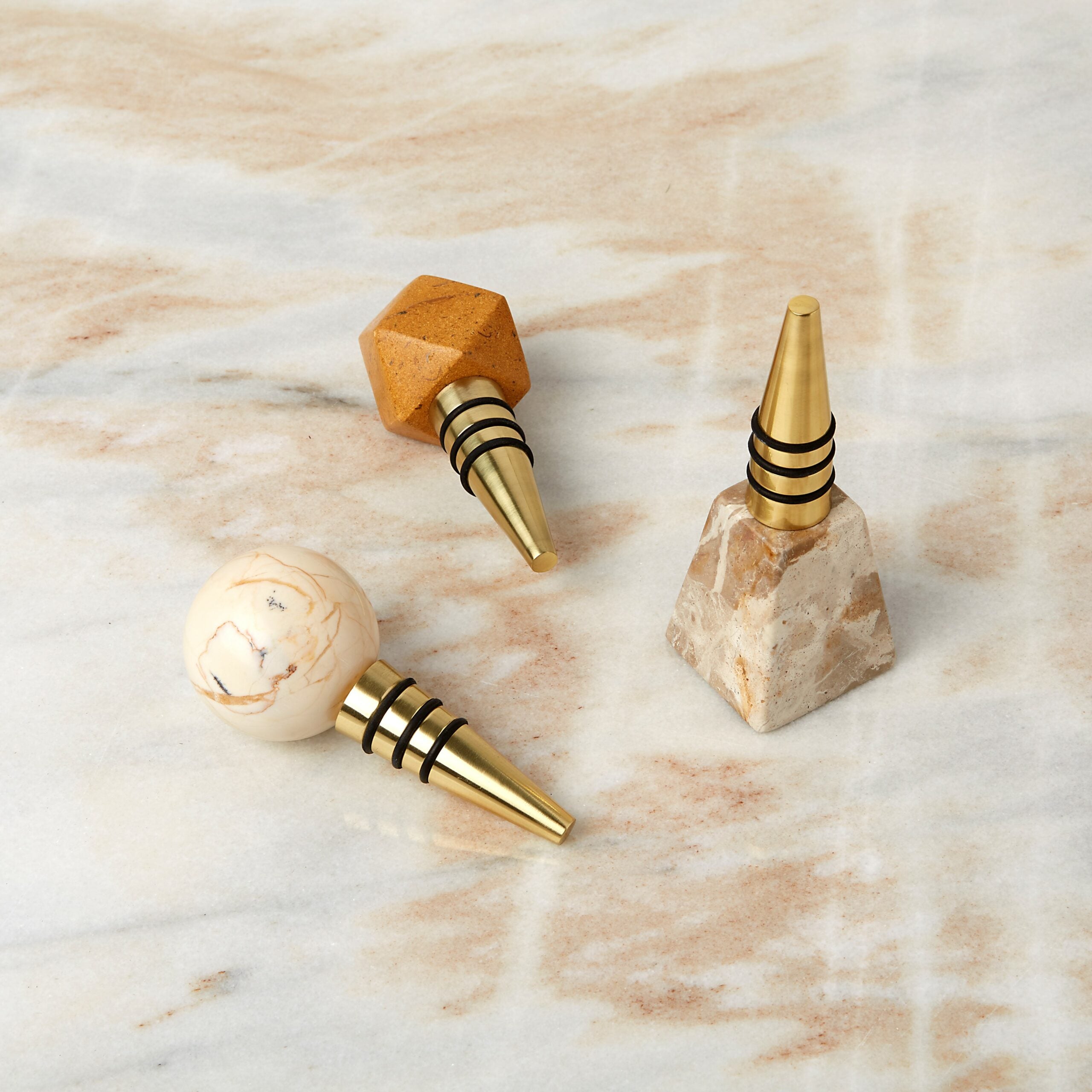 Assorted Marble Bottle Stoppers, Set of 3