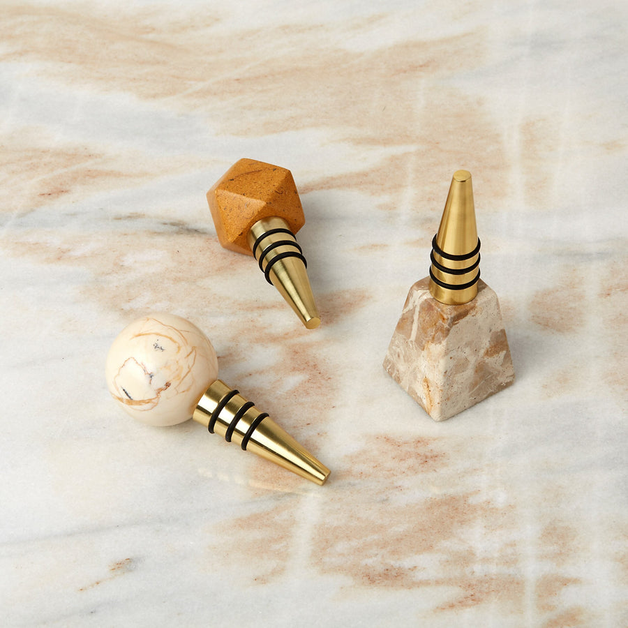 Assorted Marble Bottle Stoppers, Set of 3