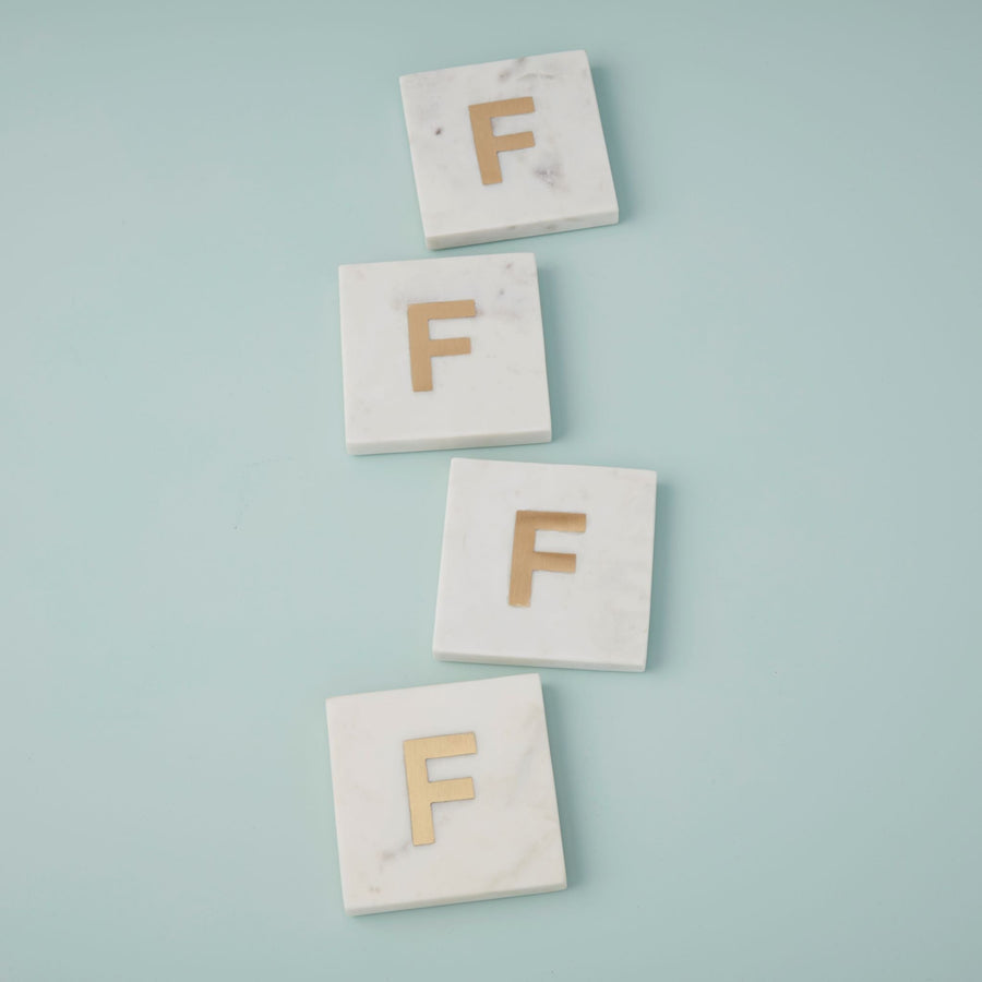 Verona Marble Monogram Coasters Set of 4 - Letter F