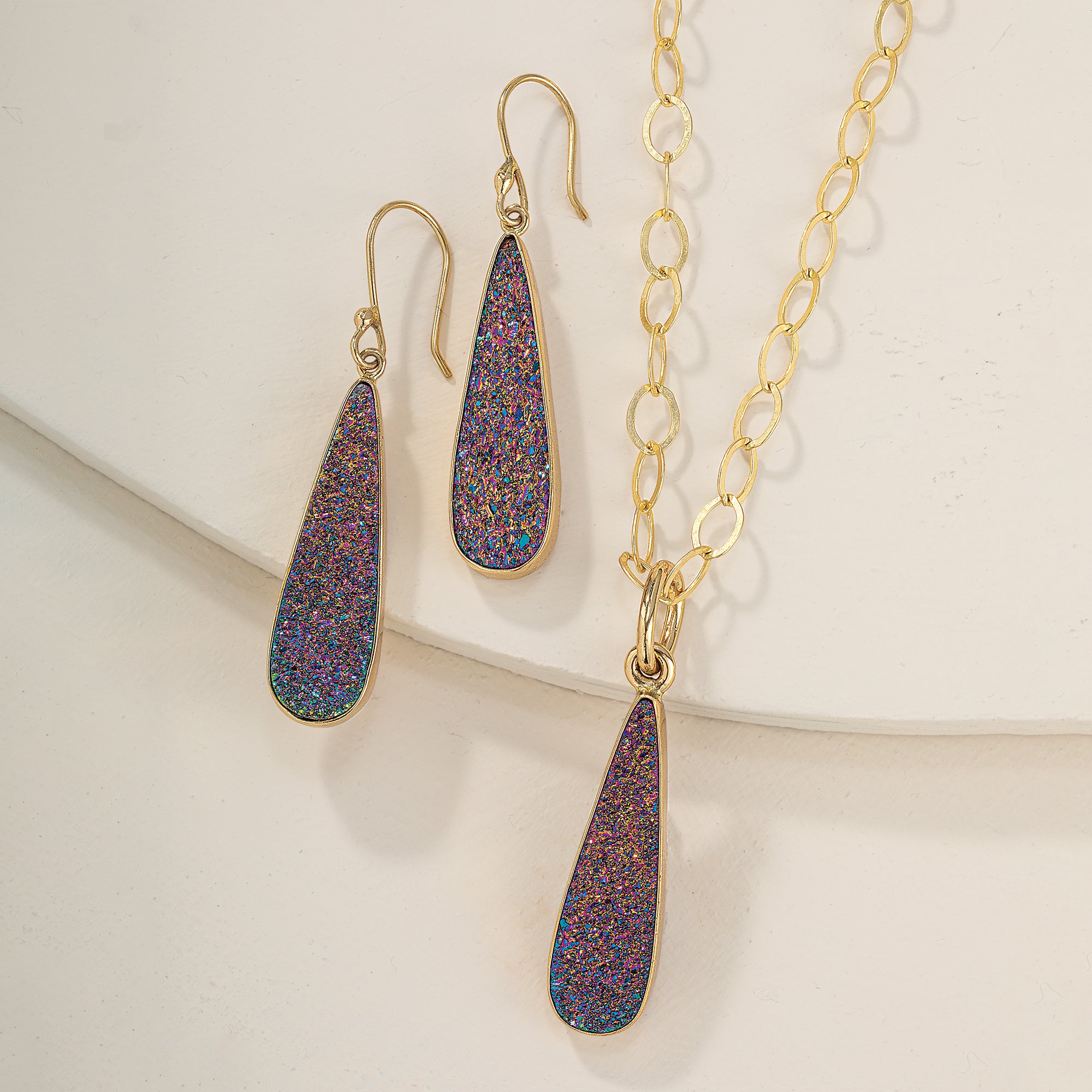 Rainbow Titanium Druzy Earrings