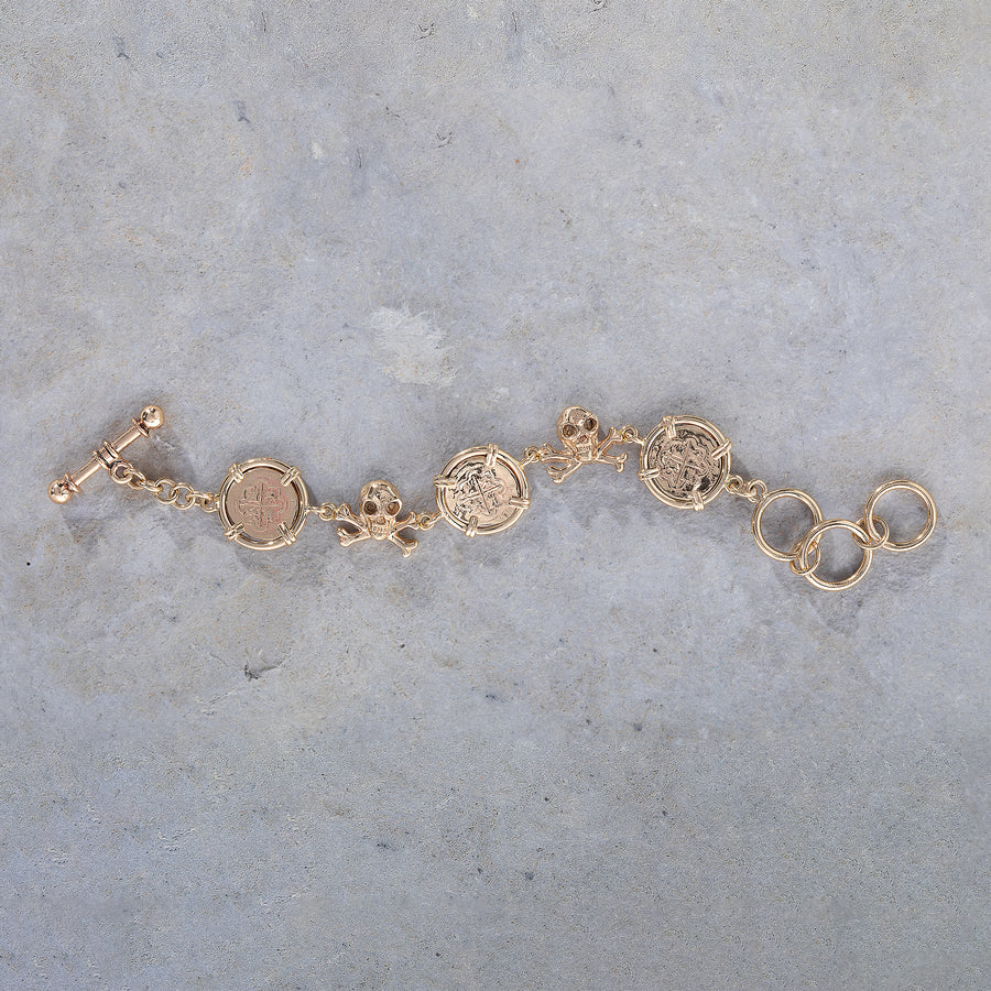Skull & Crossbones Coin Bracelet