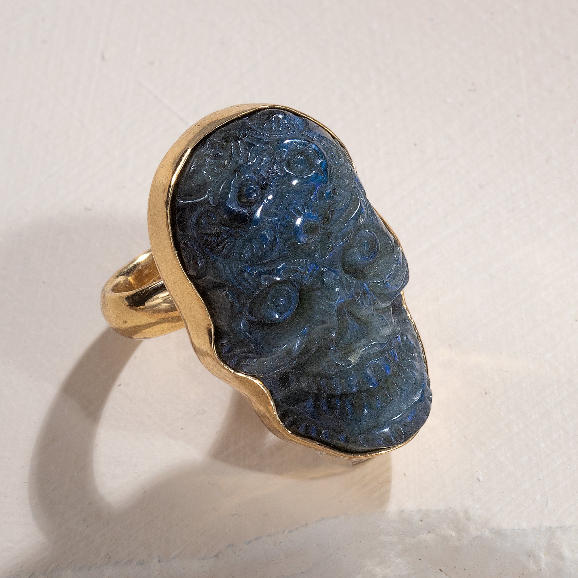 Labradorite Sugar Skull Ring