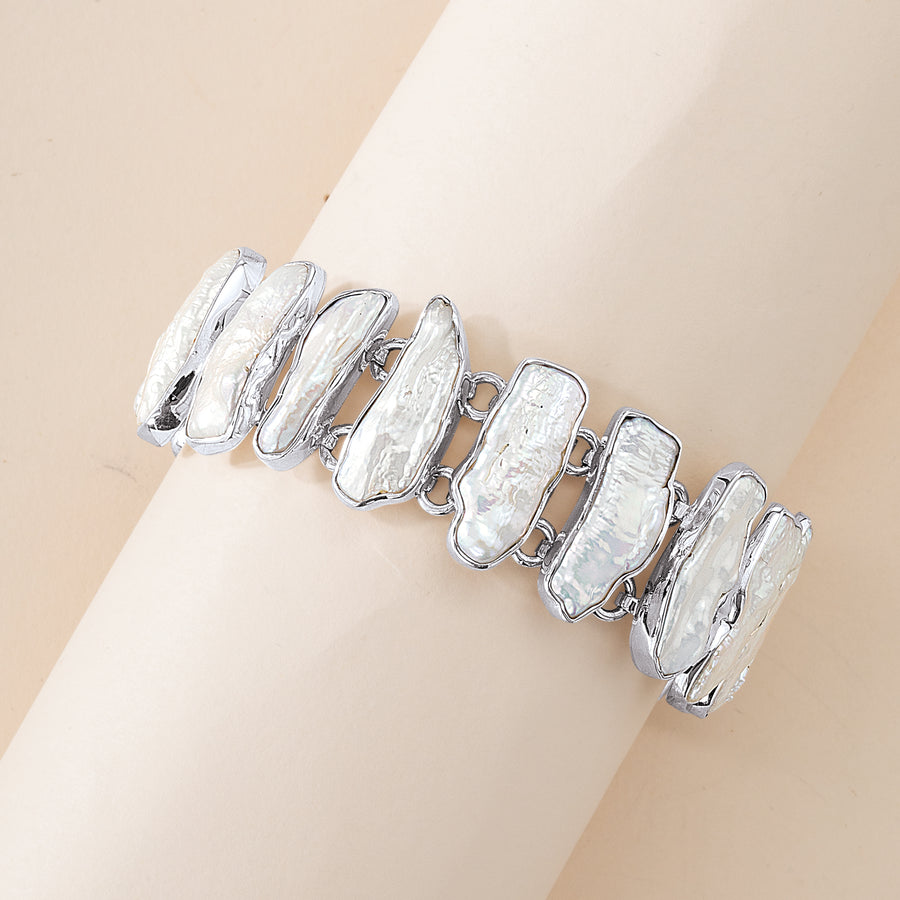 Sterling Silver Biwa Pearl Bracelet