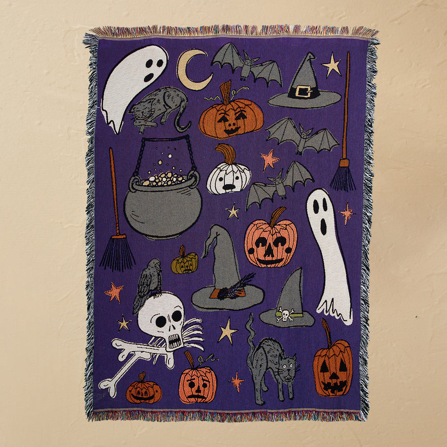 Spooky Snuggles Halloween Tapestry Throw Blanket (Preorder)