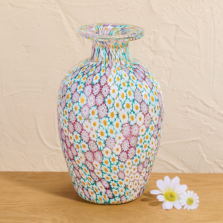 Murano Glass Millefiori Daisies Vase (Preorder)