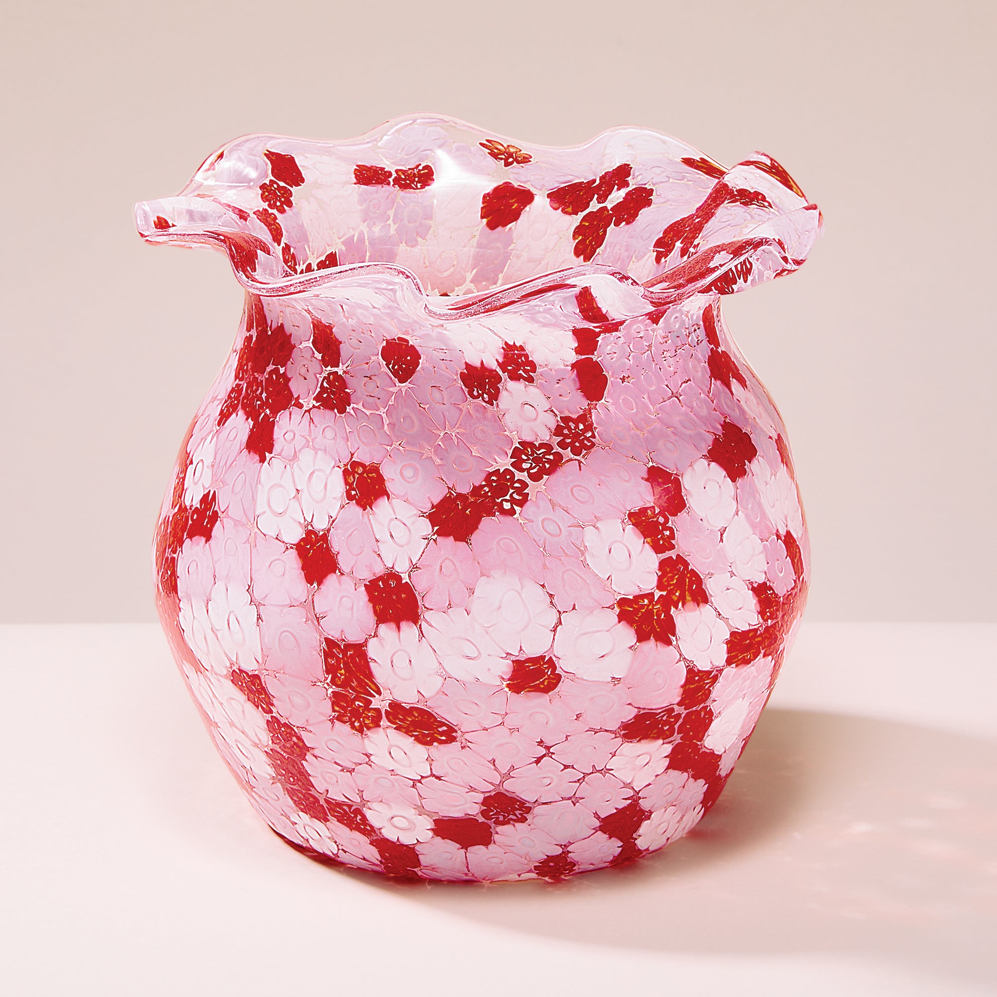 Murano Glass Ruffle Edge Millefiori Vase | Uno Alla Volta