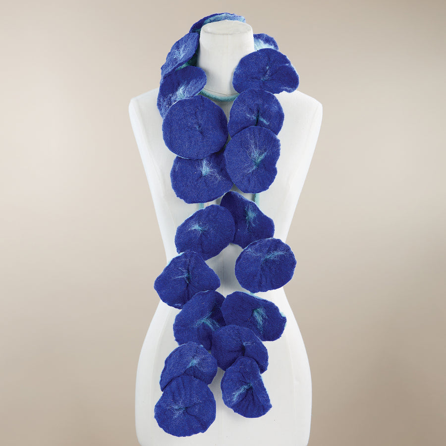 Hand-Shaped Blue Sweet Pea Garland Scarf