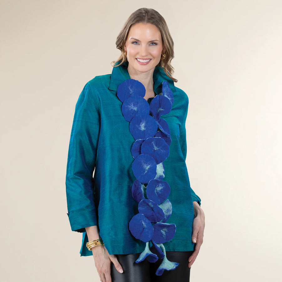 Hand-Shaped Blue Sweet Pea Garland Scarf